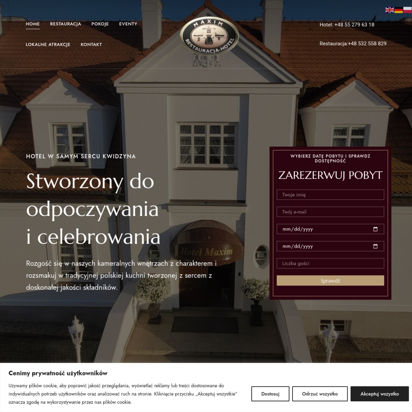 Zrzut ekranu strony Hotel Maxim
